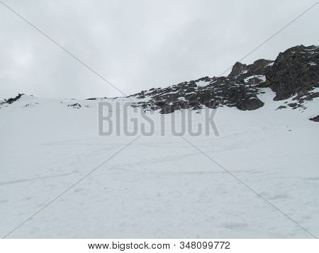 Winter Alpine Landscape For Skitouring In Stubaier Alps In Austria