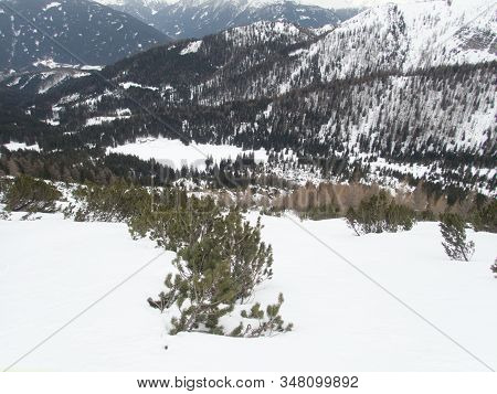 Winter Alpine Landscape For Skitouring In Stubaier Alps In Austria