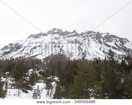 Winter Alpine Landscape For Skitouring In Stubaier Alps In Austria