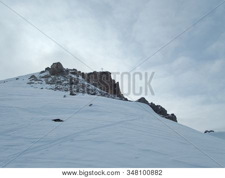 Winter Alpine Landscape For Skitouring In Stubaier Alps In Austria