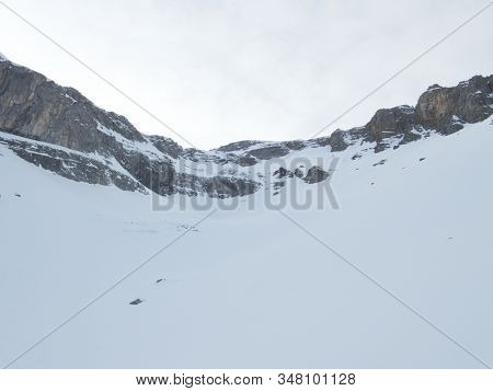 Winter Alpine Landscape For Skitouring In Stubaier Alps In Austria
