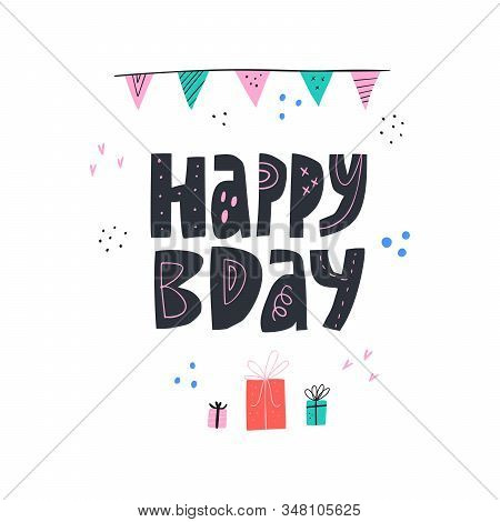 Bday Celebration Event Flat Greeting Card Template