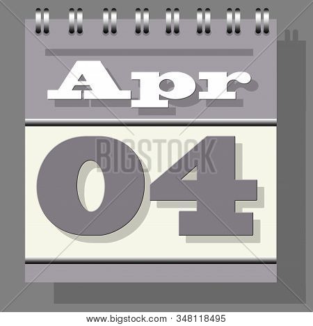 Single Leaf Daily Office And Domestic Calendar Of Grey Color With Open Date Page Of 4th April Indica