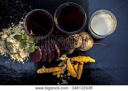 Beetroot Face Mask On The Black Glossy Surface Consisting Of Some Beetroot Juice, Gram/chickpea Flou