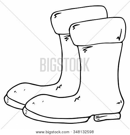 Garden Rubber Boots. Vector Illustration Of Rubber Boots. Spring Rubber Boots For Gardening.
