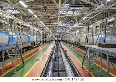Subway Train Service Depot. Moscow, Russia