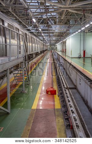 Subway Train Service Depot. Moscow, Russia