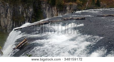 Beautiful Meza Falls In Wyoming In The Autumn