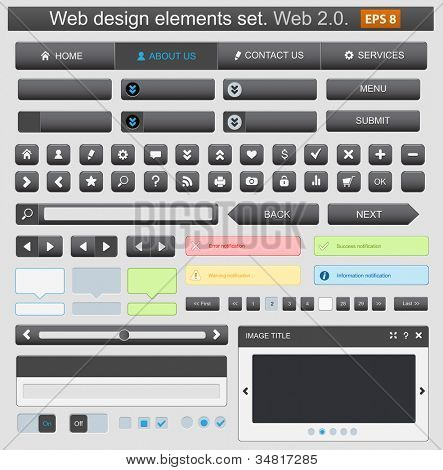 Web design elemets asettaa musta. Vektori esimerkki