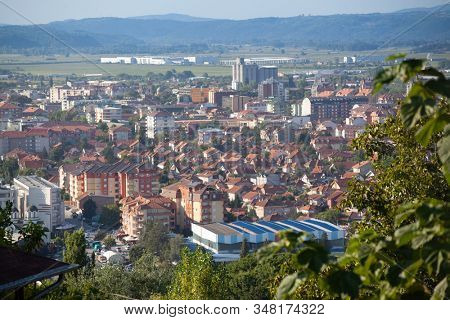 JAGODINA, SERBIA - AUGUST 10, 2019: Panorama of Jagodina city, Pomoravlje District in Sumadija, Central Serbia