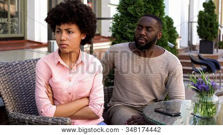 Unhappy Girlfriend Ignoring Boyfriend, Turned Away, Misunderstanding, Conflict
