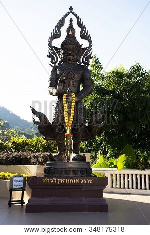 Udonthani, Thailand - December 18 : King Virudhaka Statue For Thai People And Travelers Travel Visit