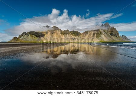 Vestrahorn Reflections In The Wet Beach