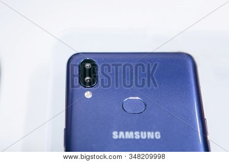 Turkey, Istanbul, December 20, 2019: Close-up Of The Back Cover Or Rear View Of The New Modern Samsu