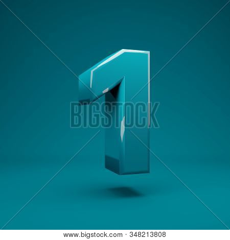 Aqua Menthe 3d Number 1. 3d Rendering. Best For Anniversary, Birthday Party, Celebration, Advertisin