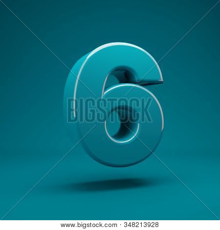 Aqua Menthe 3d Number 6. 3d Rendering. Best For Anniversary, Birthday Party, Celebration, Advertisin
