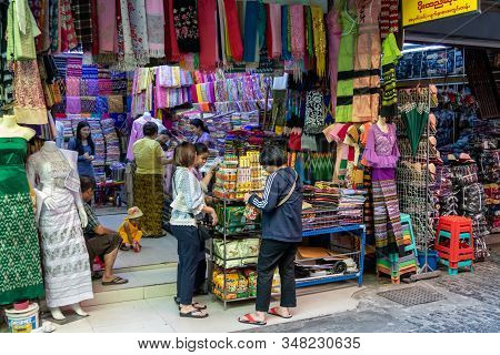 Bogyoke Aung San Market, A Bazaar In Central Yangon. The Market Is A Major Tourist Destination.