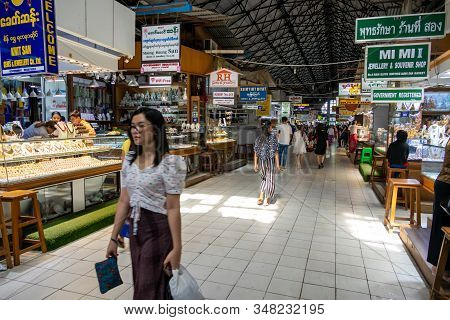 Bogyoke Aung San Market, A Bazaar In Central Yangon. The Market Is A Major Tourist Destination.