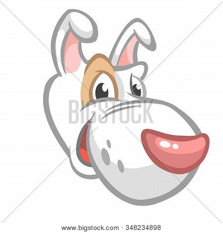 Cartoon Bull Terrier Funny Dog Head  Illustration