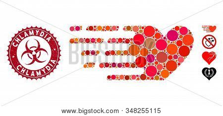 Mosaic Fast Love Icon And Rubber Stamp Watermark With Chlamydia Text And Biohazard Symbol. Mosaic Ve