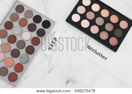 Beauty Industry And Make-up Products, Eyeshadow Palettes With Neutral And Bronzy Tones With Keep And