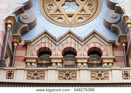 Main Entrance To The Jubilee Synagogue, Also Called Jerusalem Synagogue Or Jubilejni Synagoga In Pra