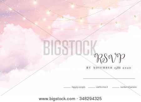 Sugar Cotton Pink Clouds Vector Design Background. Glamour Fairytale Backdrop. Plane Sky View With S