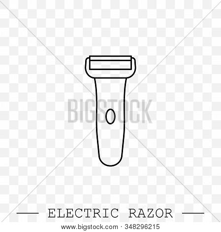 Electric Razor Line, Linear Vector Icon. Electric Shaving Machine Symbol. Rotary Shaver, Mesh Razor