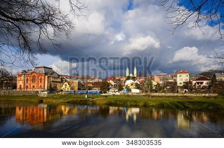 Uzhhorod, Ukraine - January 29, 2020: Facade Of A Historic Building Synagogue In Uzhhorod, Ukraine