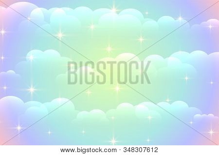 Vibrant Clouds Background With Shiny Stars Design