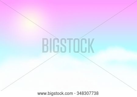 Dreamy Soft Clouds Background With Glowing Sun