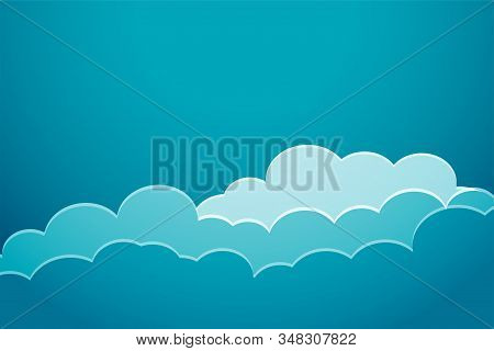 Paper Cut Style Blue Clouds Background Design