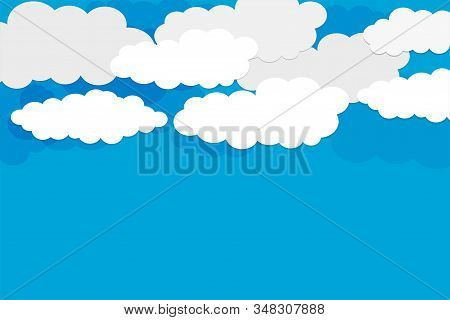 Blue Sky Background With White Clouds Design