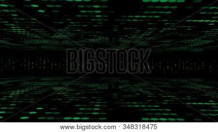 Optical Lit Dotted Green Cubic Tunnel