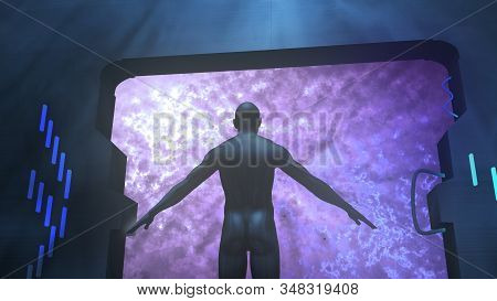 Spaceman Standing At Space Illuminator