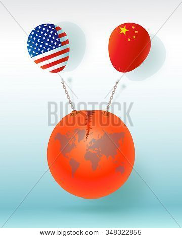 America And China Trade War Business, The World Leader And The Symbol Of America And China Business 
