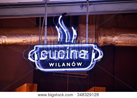 Warsaw, Poland. 10 February 2018.  Company Signboard  Cucina Wilanow