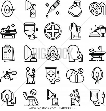 Anesthesia Icons Set. Outline Set Of Anesthesia Vector Icons For Web Design Isolated On White Backgr