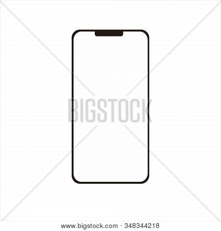 Black Smartphone Mockup With Blank Screen. Vector Realistic Modern Mobile Device Illustration On Whi