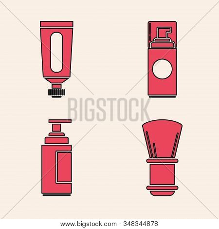 Set Shaving Brush, Cream Or Lotion Cosmetic Tube, Shaving Gel Foam And Cream Or Lotion Cosmetic Tube