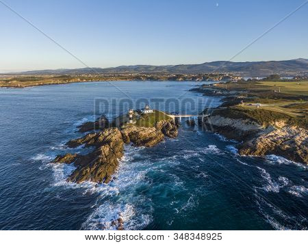 Aerial View Of The Pancha Island In Galicia, Spain