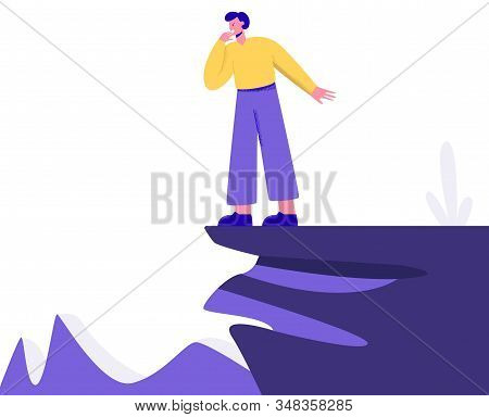 Fear Of Heights Or Acrophobia Of A Person.