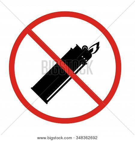 No Open Flame Sign. No Fire, No Access With Open Flame Prohibition Sign. Red, Black And White Vector