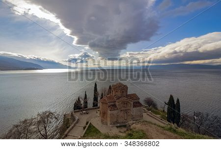 Top View Of One Of The Most Famous Churches Of The Old Town - St. Caneo. Against The Backdrop Of An 