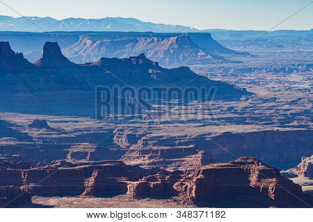 Travel And Tourism Cenes From The Western United States. Red Rock Formations And Dramatic Landscapes