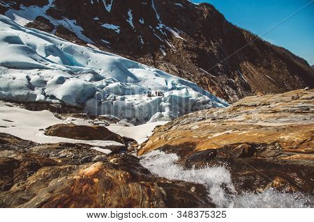Beautiful Scenery On The Mountains And The Glacier Svartisen Landscape In Norway Scandinavian Nature
