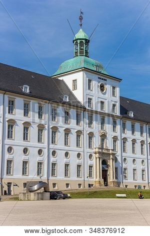 Schleswig, Germany - June 25, 2019: Front Tower Of The Gottorf Castle In Schleswig, Germany