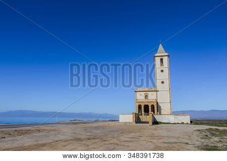 Cabo De Gata Church, Front View Of The Church Of Cabo De Gata, Almeria Province, Andalusia, Spain
