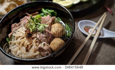 Thai Style Noodle Blood Soup,boat Noodle,delicious Dish,famous Thai Noodle Soup. Thai Peoples Call B