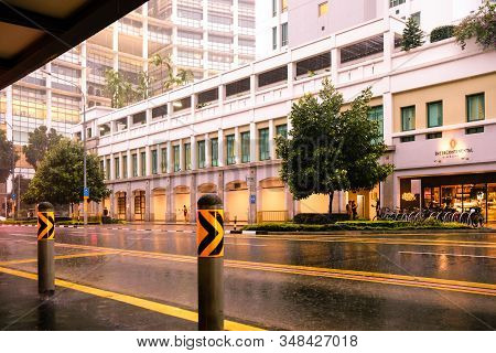 Singapore-29 Jan 2020:singapore Bugis Street Night View After Big Rain
